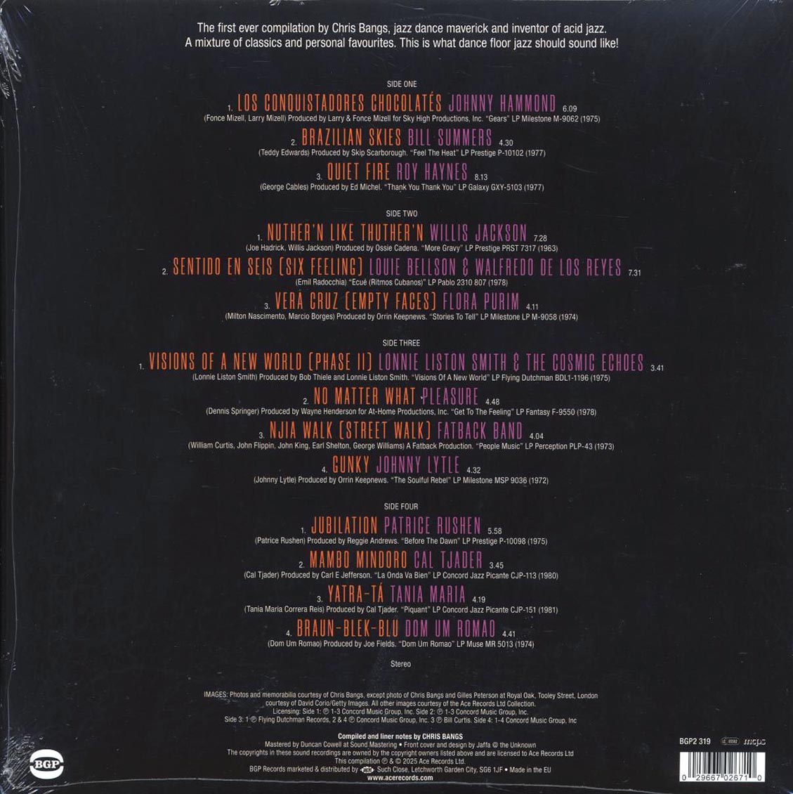 Johnny Hammond, Bill Summers, Lonnie Liston, Cal Tjader, Etc. - Chris Bangs Presents The Playbox (2xLP) vinyl LP back cover