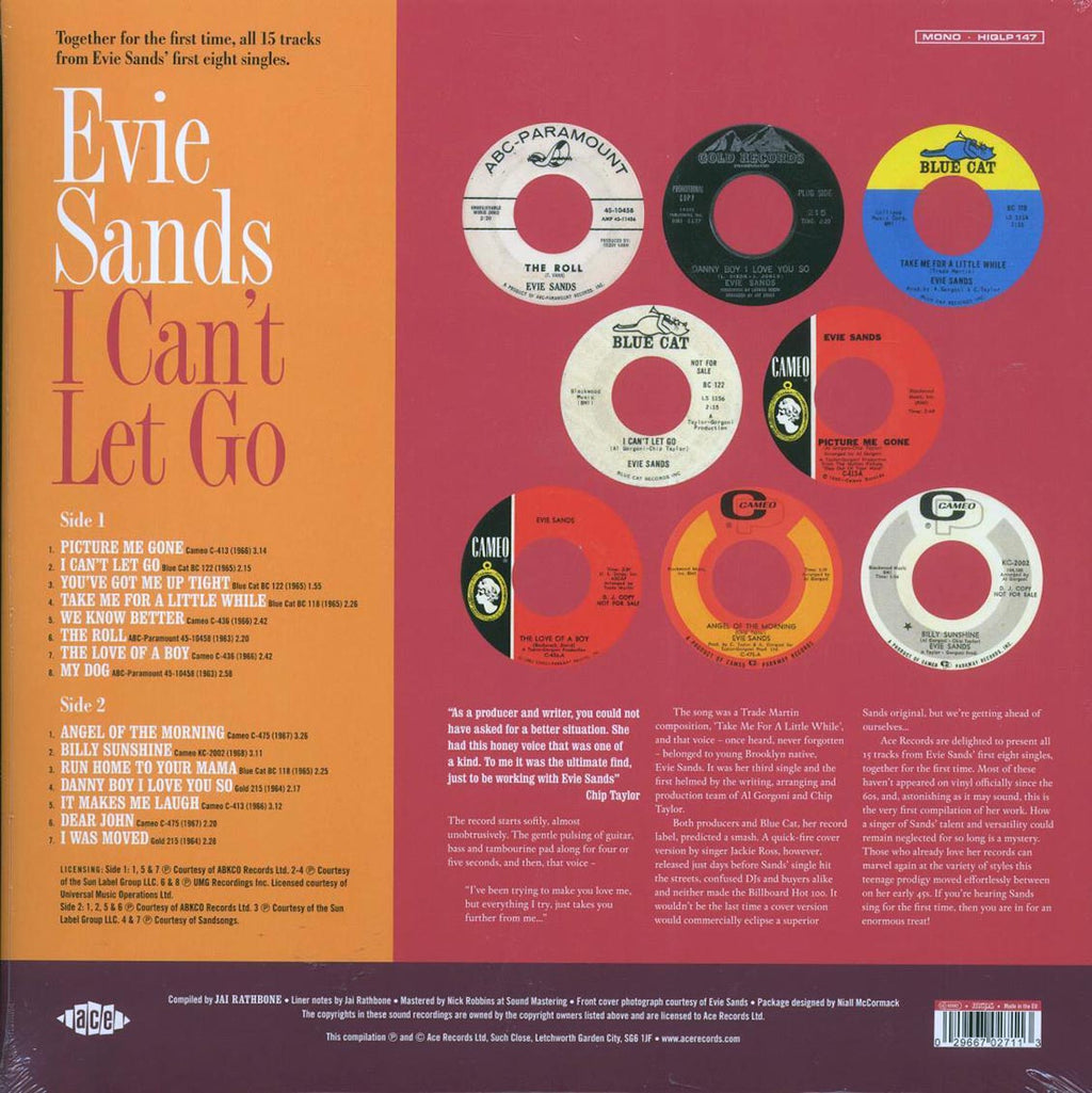 Evie Sands - I Can't Let Go (180g) vinyl LP back cover
