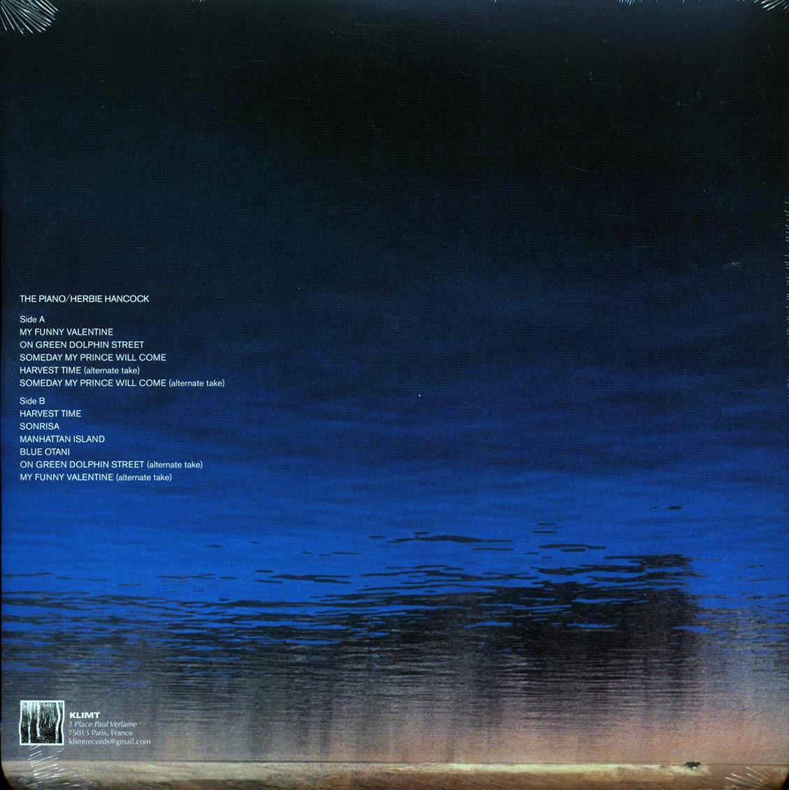 Herbie Hancock - The Piano (blue vinyl) vinyl LP back cover