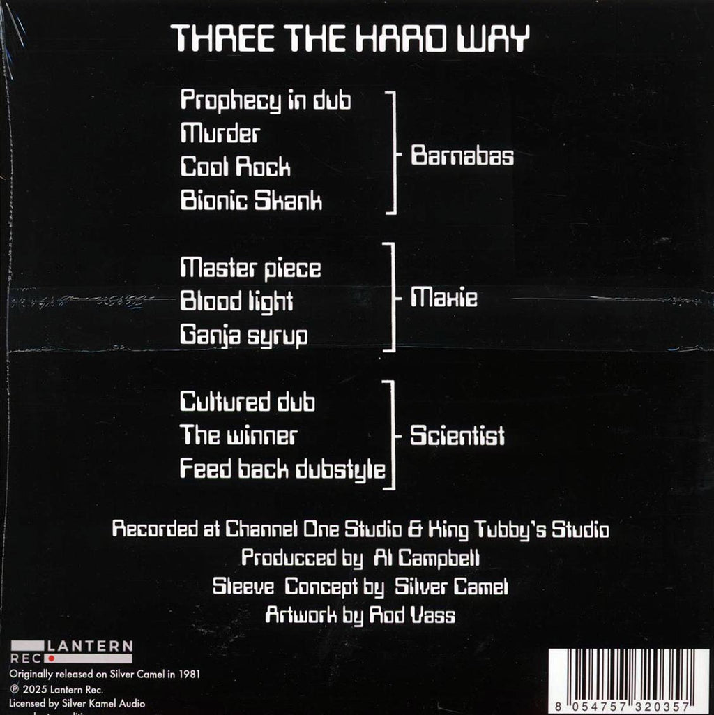 Maxie, Scientist, Barnabas - Three The Hard Way vinyl LP back cover
