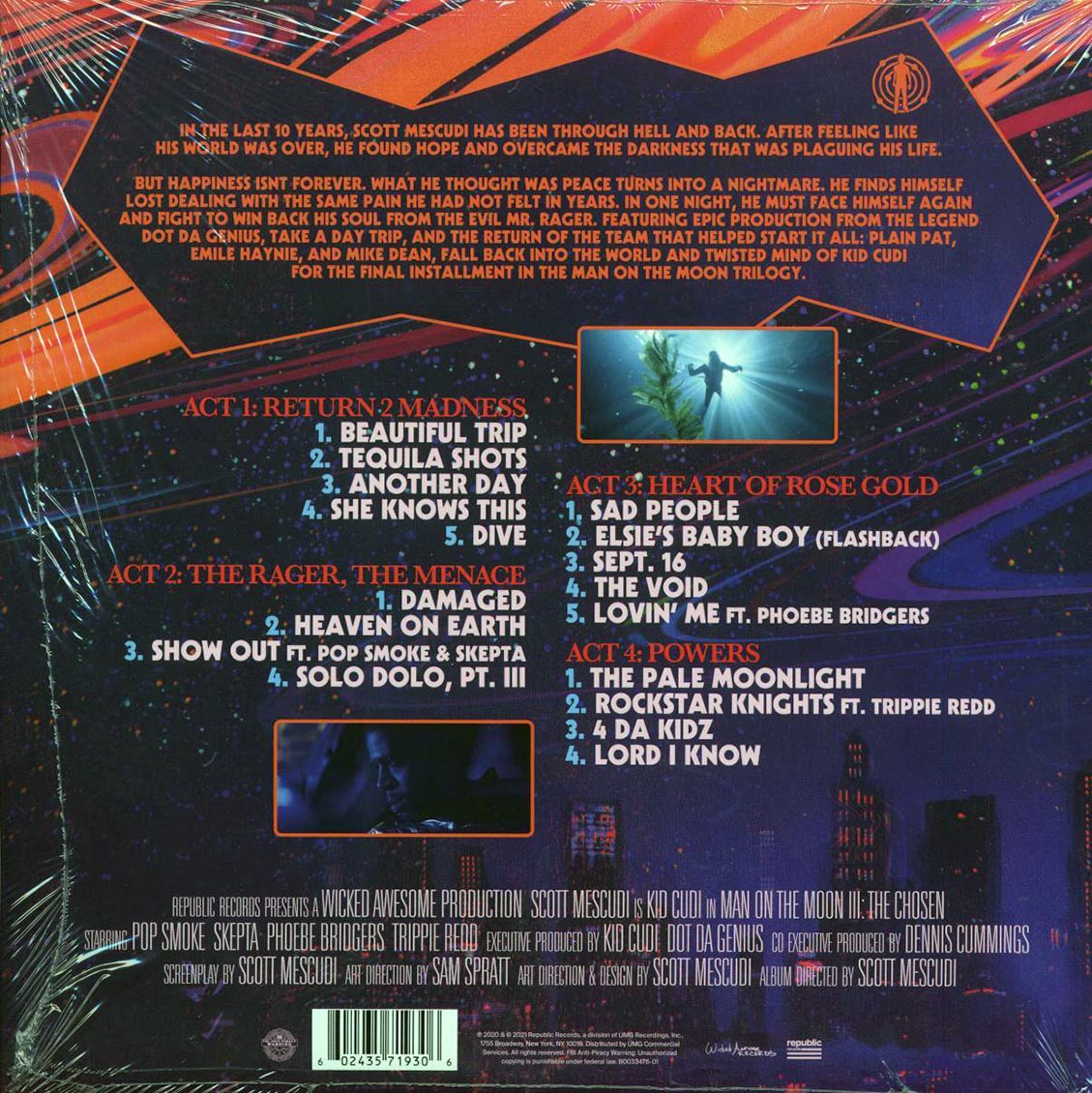 Kid Cudi - Man On The Moon III: The Chosen (2xLP) (orange vinyl) vinyl LP back cover