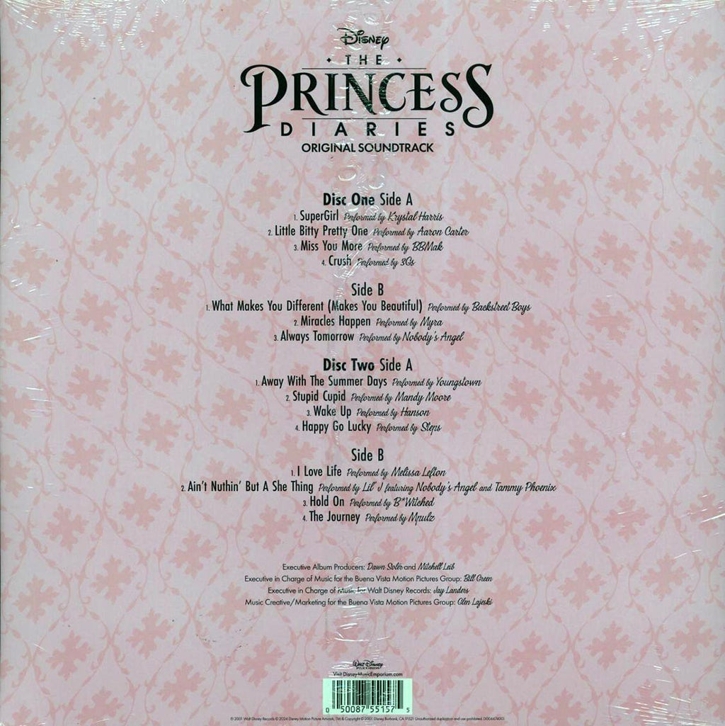 Mandy Moore, Backstreet Boys, Krystal Harris, Etc. - The Pricess Diaries: Original Soundtrack (2xLP) (clear/blue splatter vinyl) vinyl LP back cover