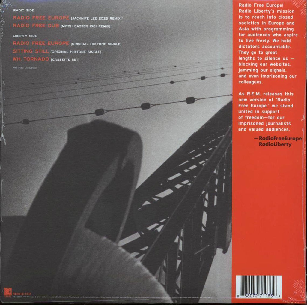 REM - Radio Free Europe 2025 (ltd. ed.) (orange vinyl) vinyl LP back cover