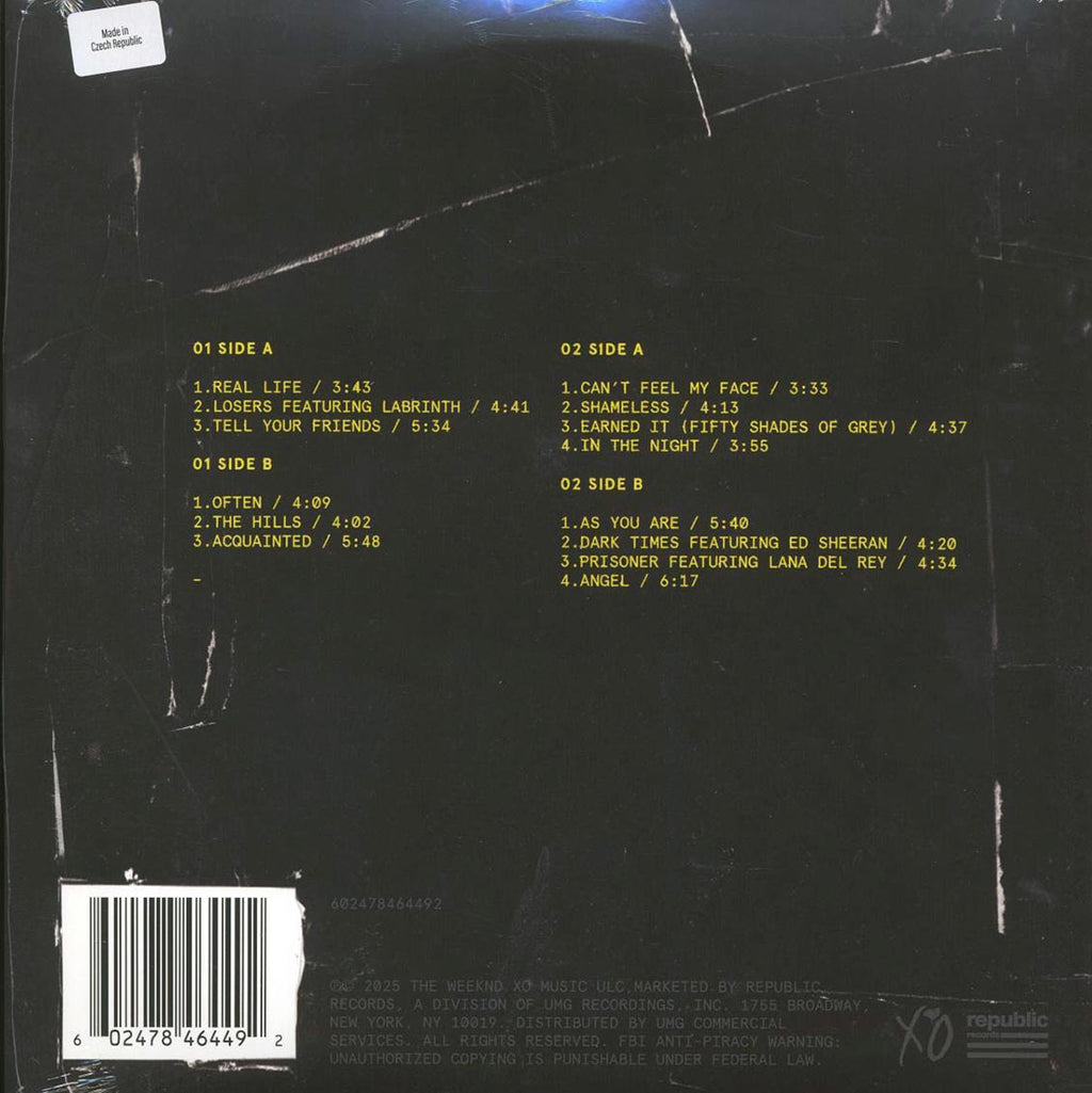 The Weeknd - Beauty Behind The Madness (10th Anniv. Ed.) (ltd. ed.) (2xLP) (clear vinyl) vinyl LP back cover