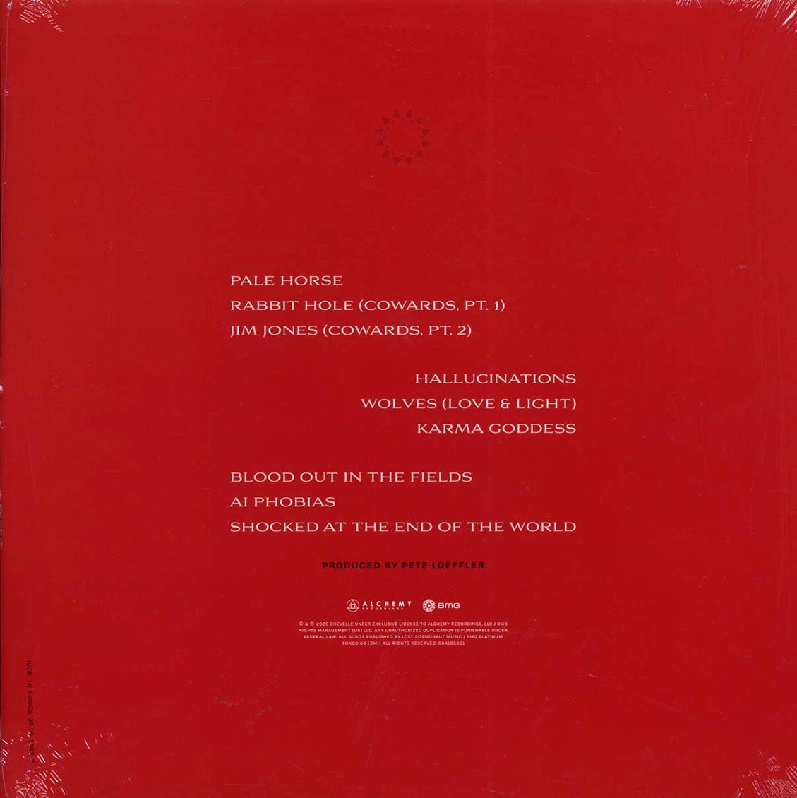 Chevelle - Bright As Blasphemy (ruby/clear/black splatter) vinyl LP back cover