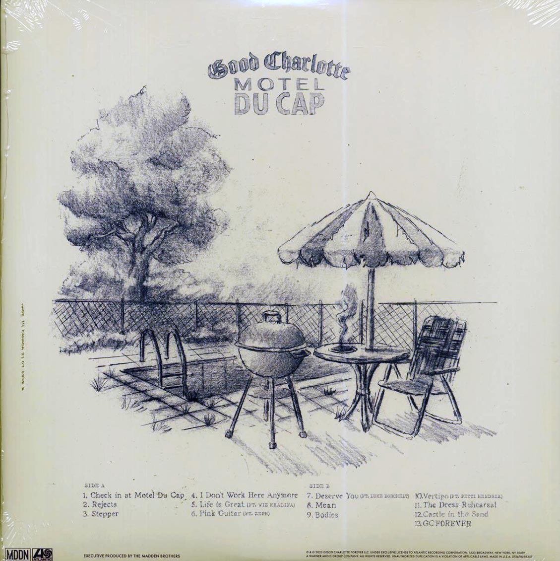 Good Charlotte - Motel Du Cap (blue galaxy vinyl) vinyl LP back cover