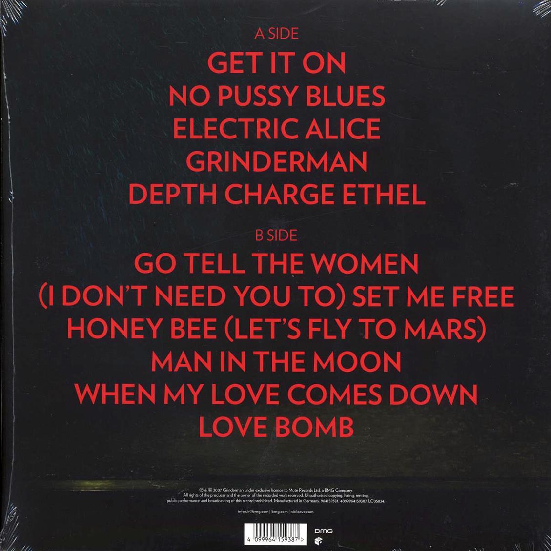 Grinderman (Nick Cave) - Grinderman vinyl LP back cover