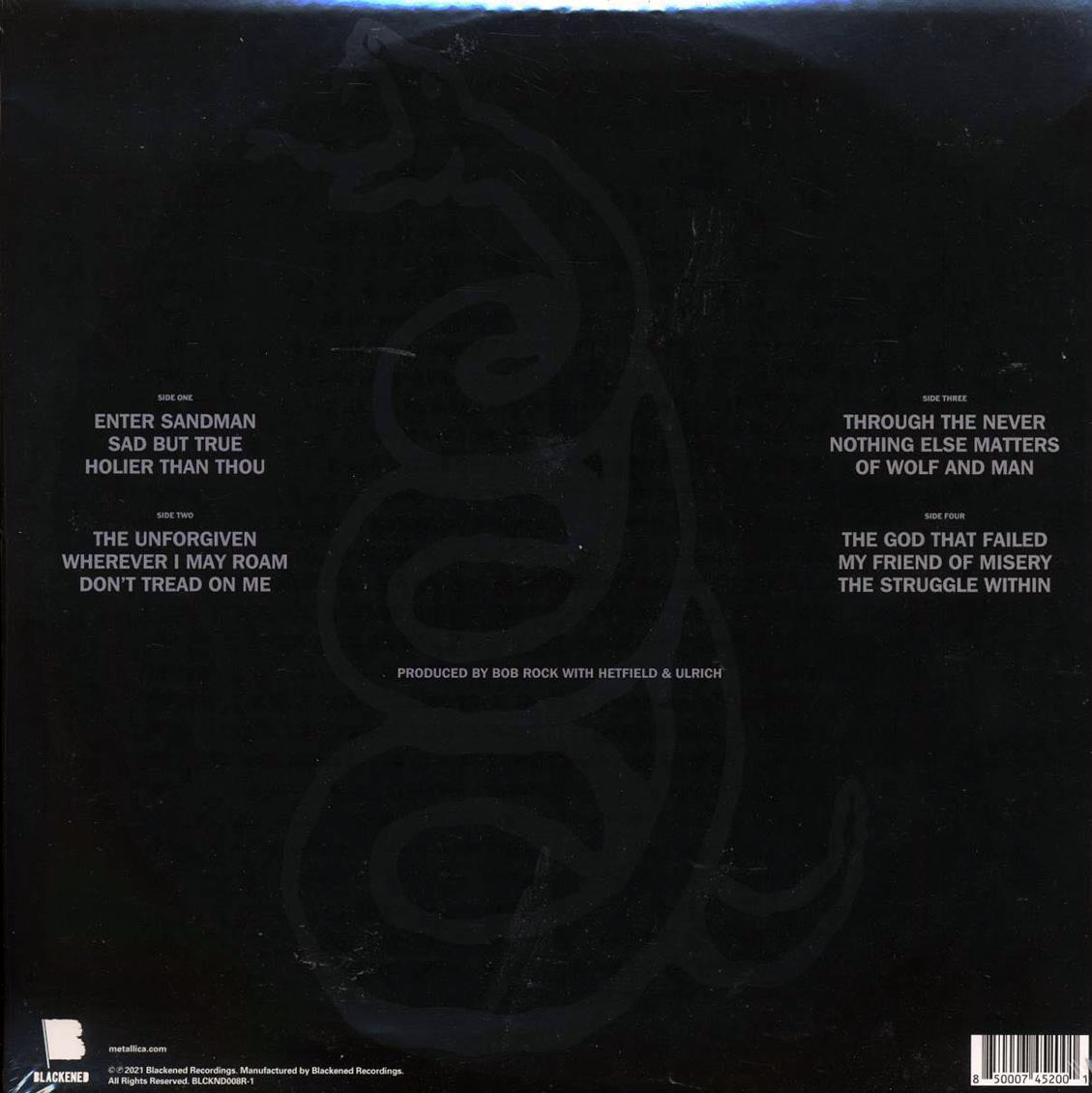 Metallica - Metallica (2xLP) (180g) (remastered) vinyl LP back cover