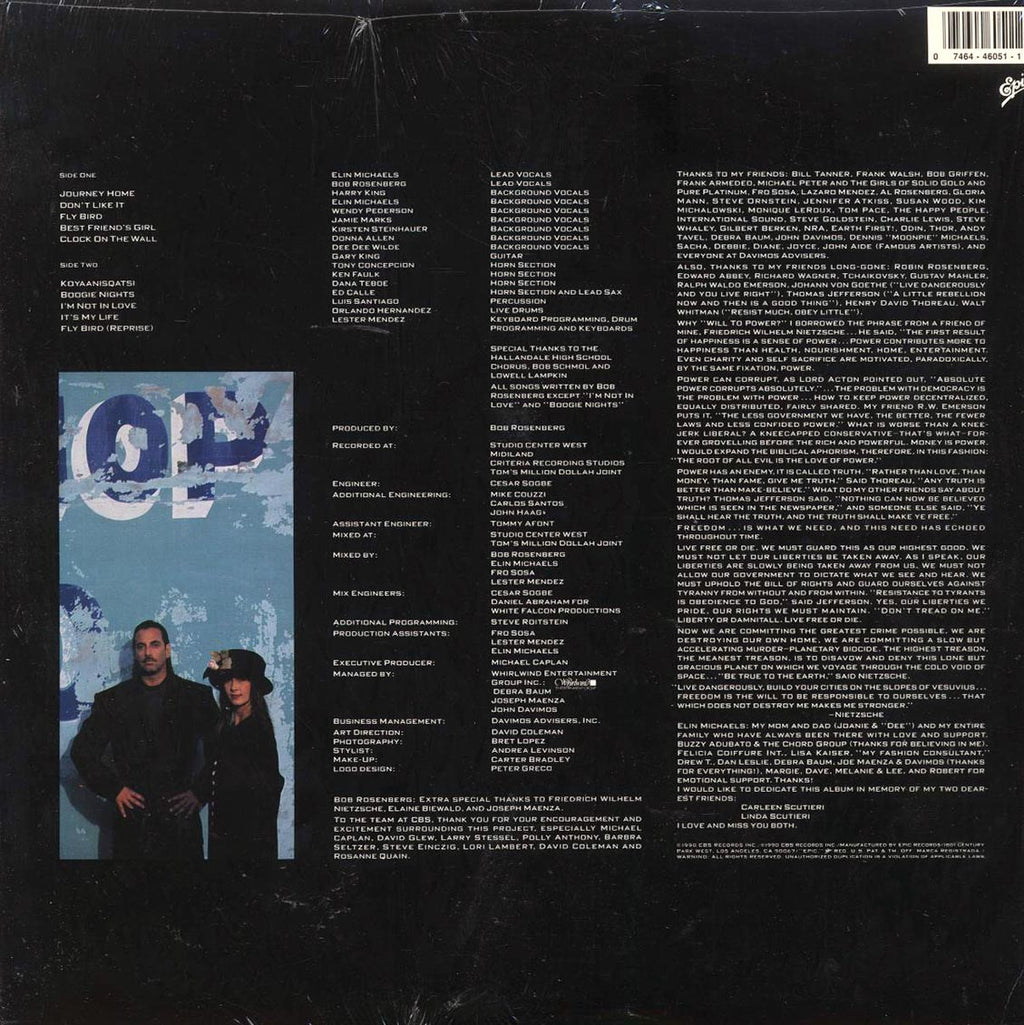 Will To Power - Journey Home (1990 PRESS) (orig. press) vinyl LP back cover