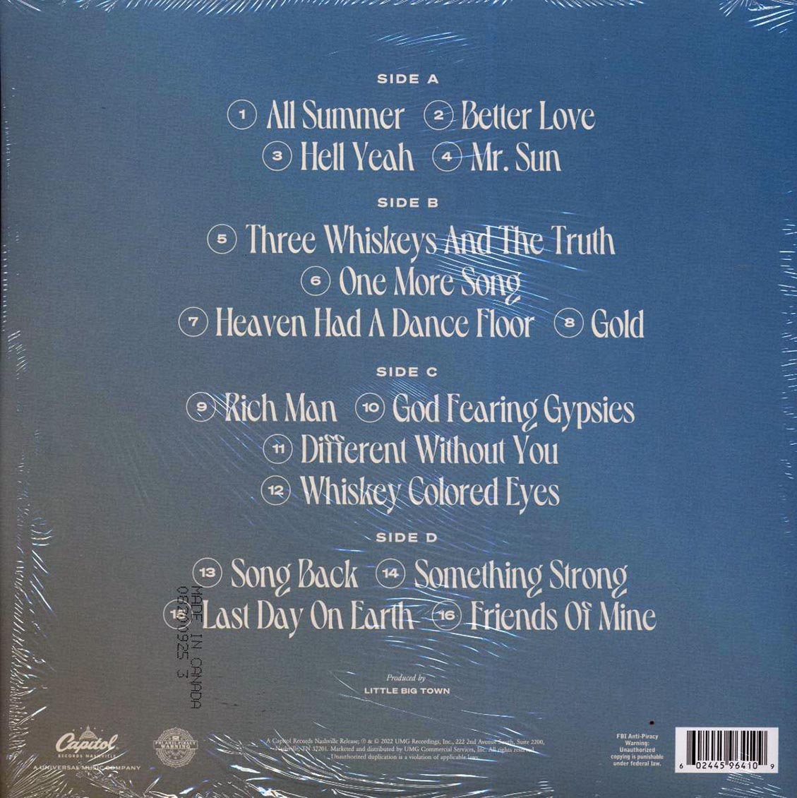 Little Big Town - Mr. Sun (2xLP) (baby blue vinyl) vinyl LP back cover