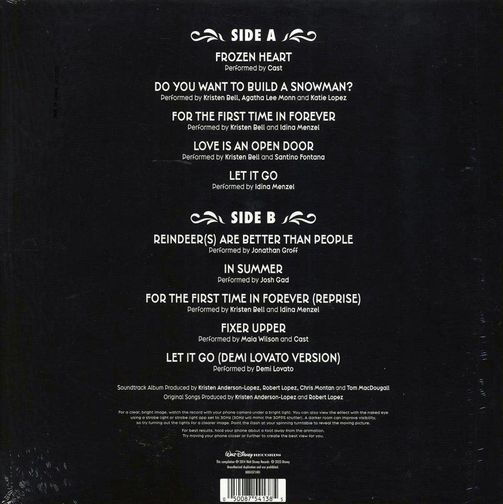 Various - Frozen: The Songs (zeotrope vinyl) (picture disc) vinyl LP back cover