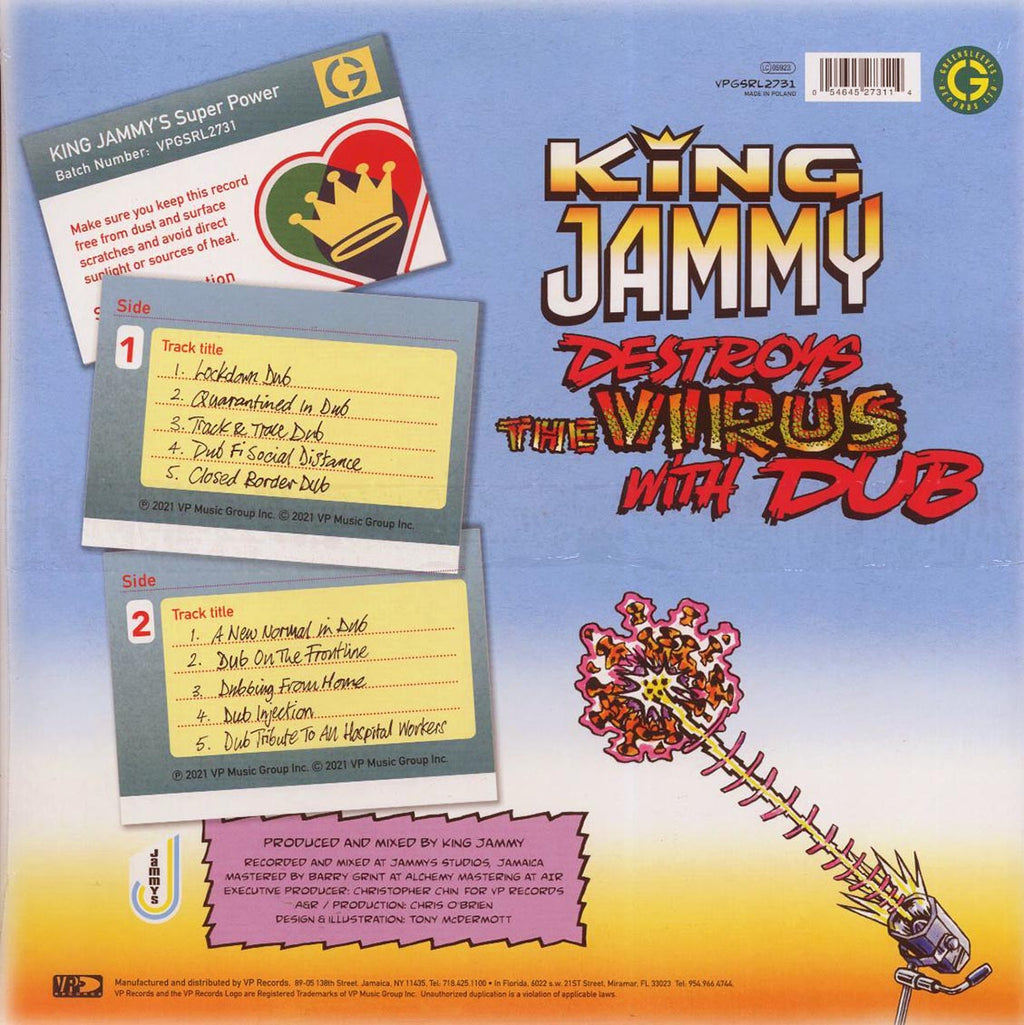 King Jammy - King Jammy Destroys The Virus With Dub vinyl LP back cover