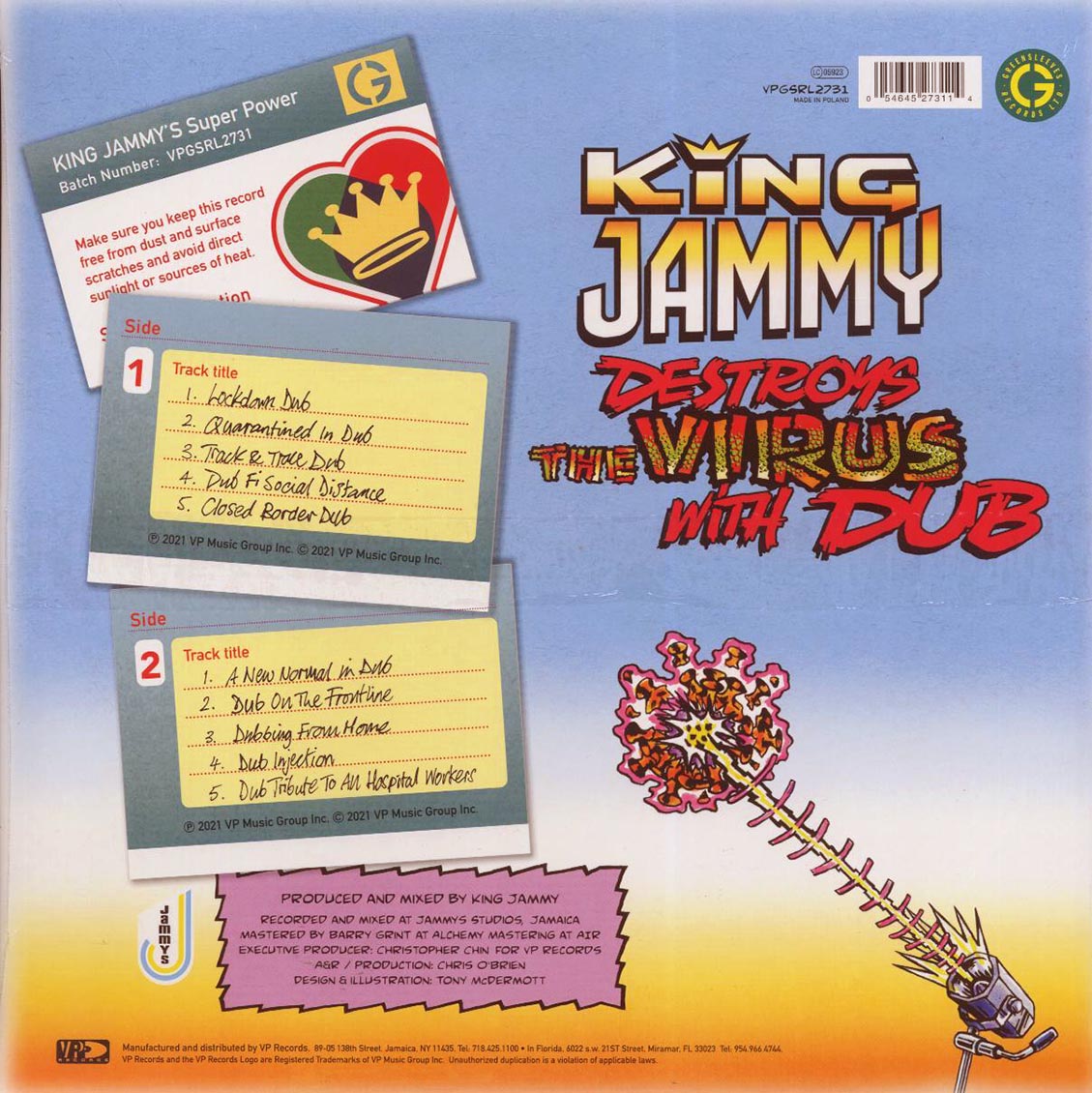 King Jammy - King Jammy Destroys The Virus With Dub vinyl LP back cover