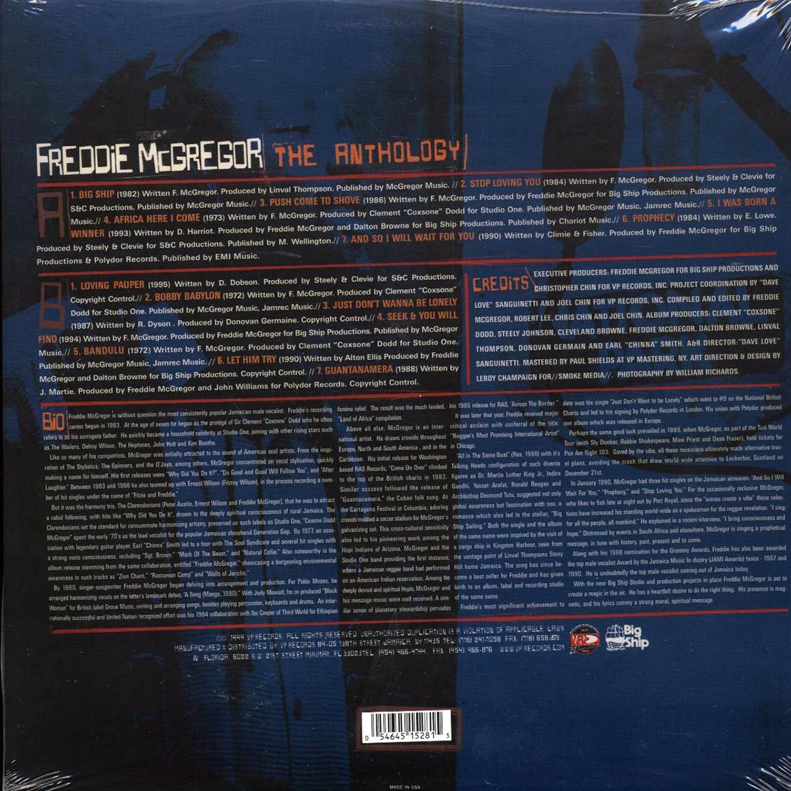 Freddie McGregor - The Anthology vinyl LP back cover
