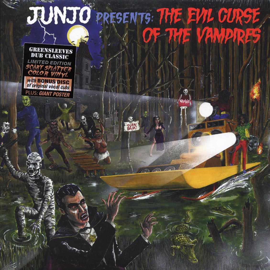 Scientist - Junjo Presents The Evil Curse Of The Vampires + Bonus Vocals Album (ltd. ed.) (2xLP) (orange splatter vinyl) vinyl LP front cover