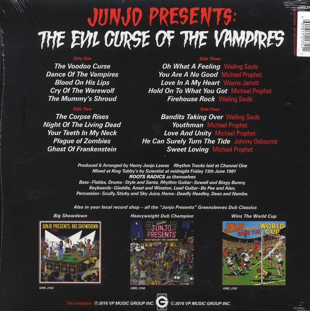 Scientist - Junjo Presents The Evil Curse Of The Vampires + Bonus Vocals Album (ltd. ed.) (2xLP) (orange splatter vinyl) vinyl LP back cover