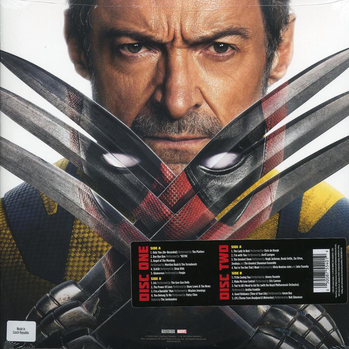 Green Day, Goo Goo Dolls, The Platters, Nsync, Etc. - Deadpool & Wolverine: Original Motion Picture Soundtrack (2xLP) (red/black/blue/yellow vinyl) vinyl LP back cover
