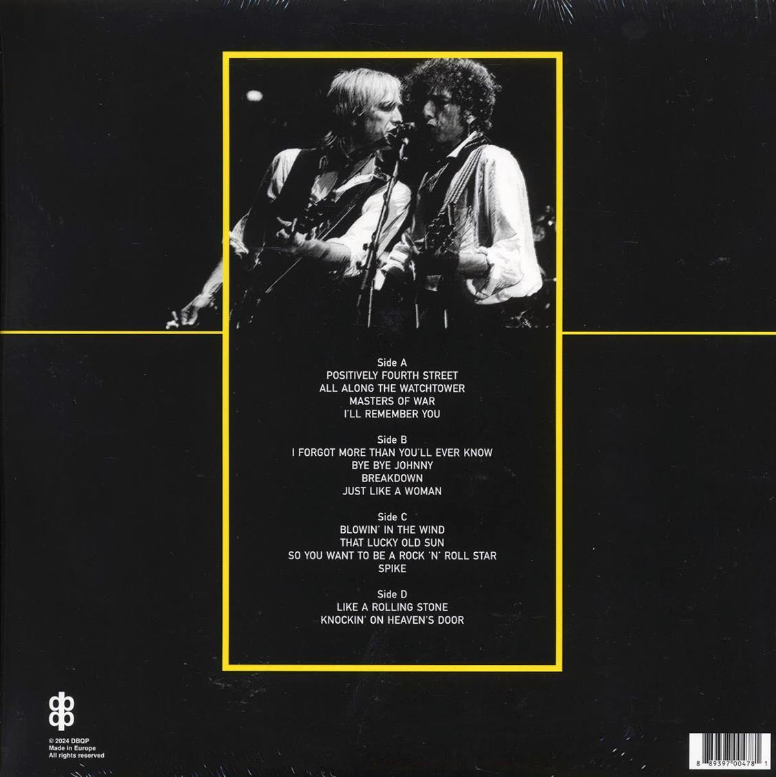 Bob Dylan, Tom Petty & The Heartbreakers - Live At The Entertainment Centre In Sydney February 24-25, 1986 (2xLP) vinyl LP back cover