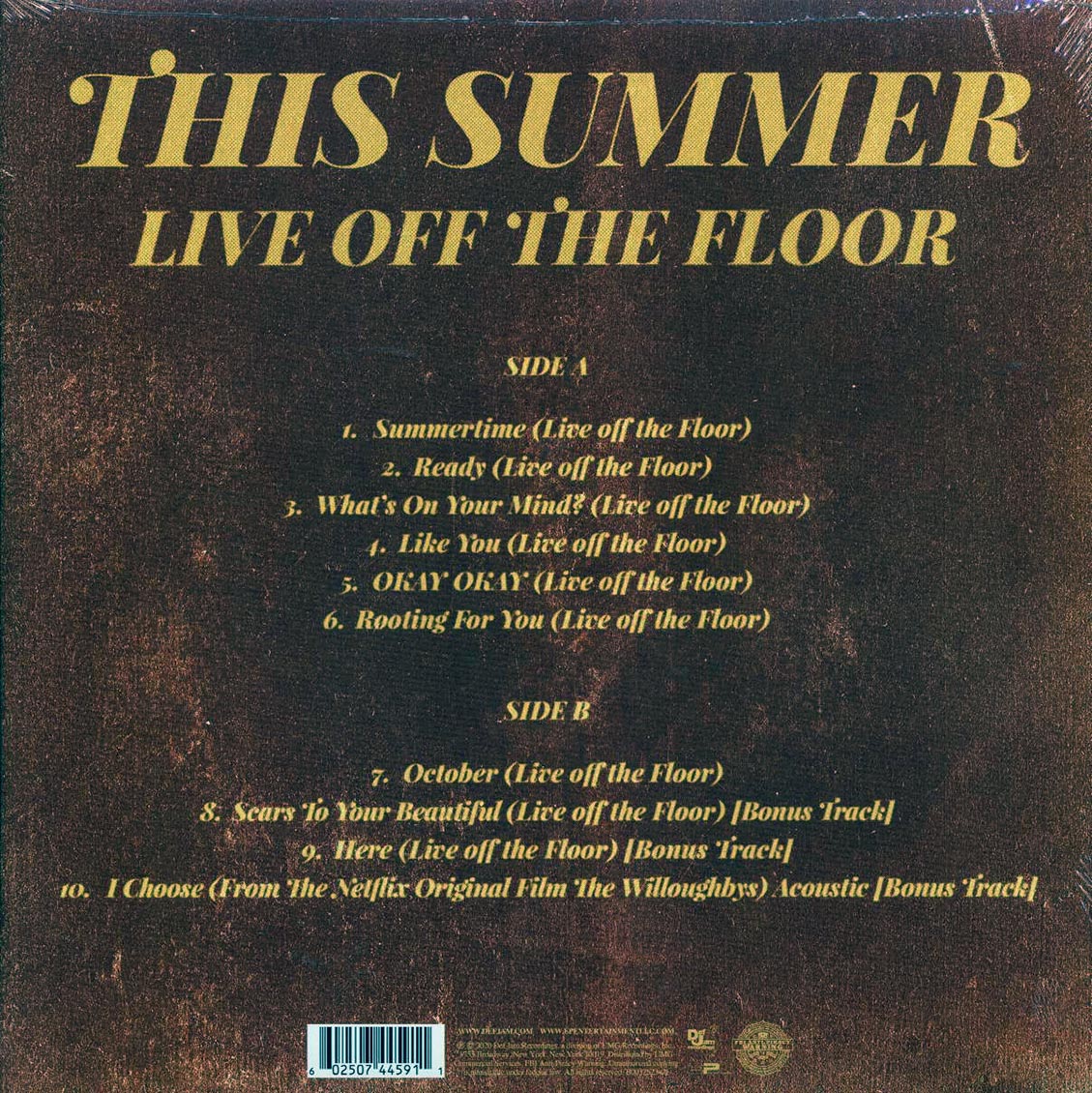 Alessia Cara - This Summer: Live Off The Floor vinyl LP back cover