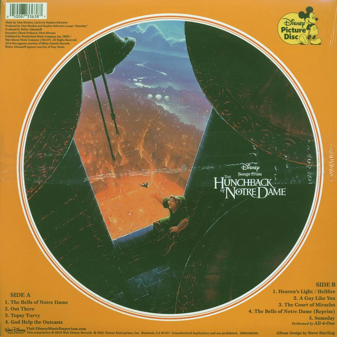 Various - Songs From The Hunchback Of Notre Dame (picture disc) vinyl LP back cover
