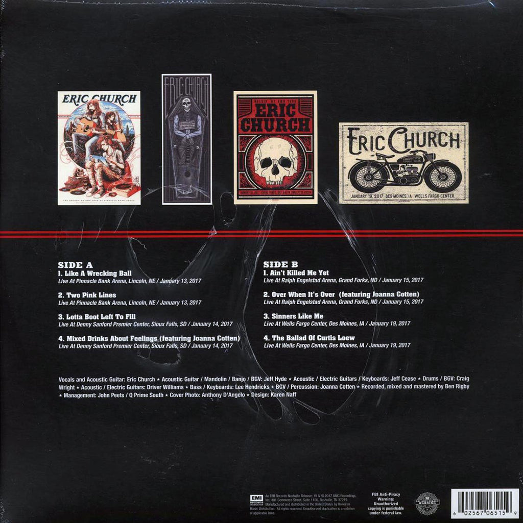 Eric Church - 61 Days in Church Volume 1 vinyl LP back cover