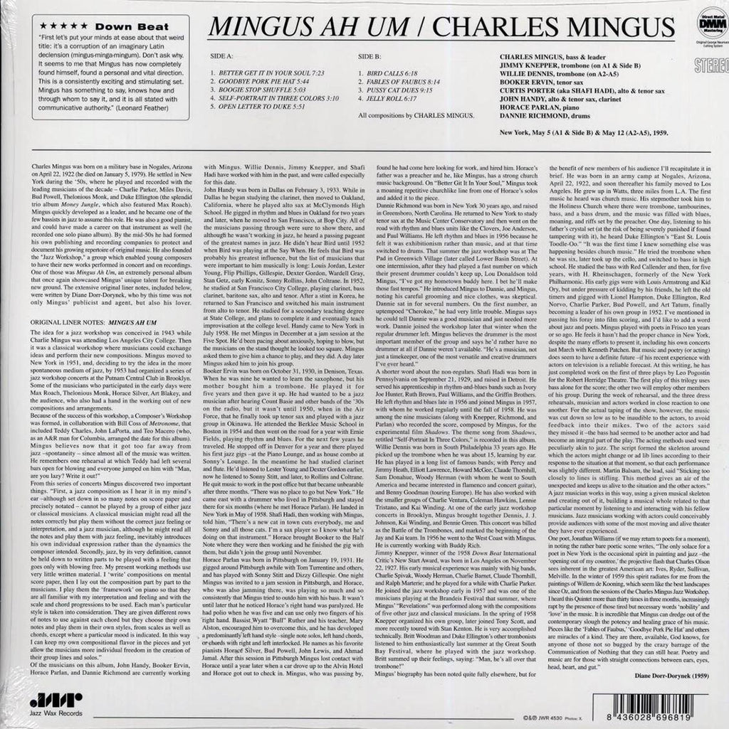 Charles Mingus - Mingus Ah Um (ltd. ed.) (180g) (remastered) vinyl LP back cover