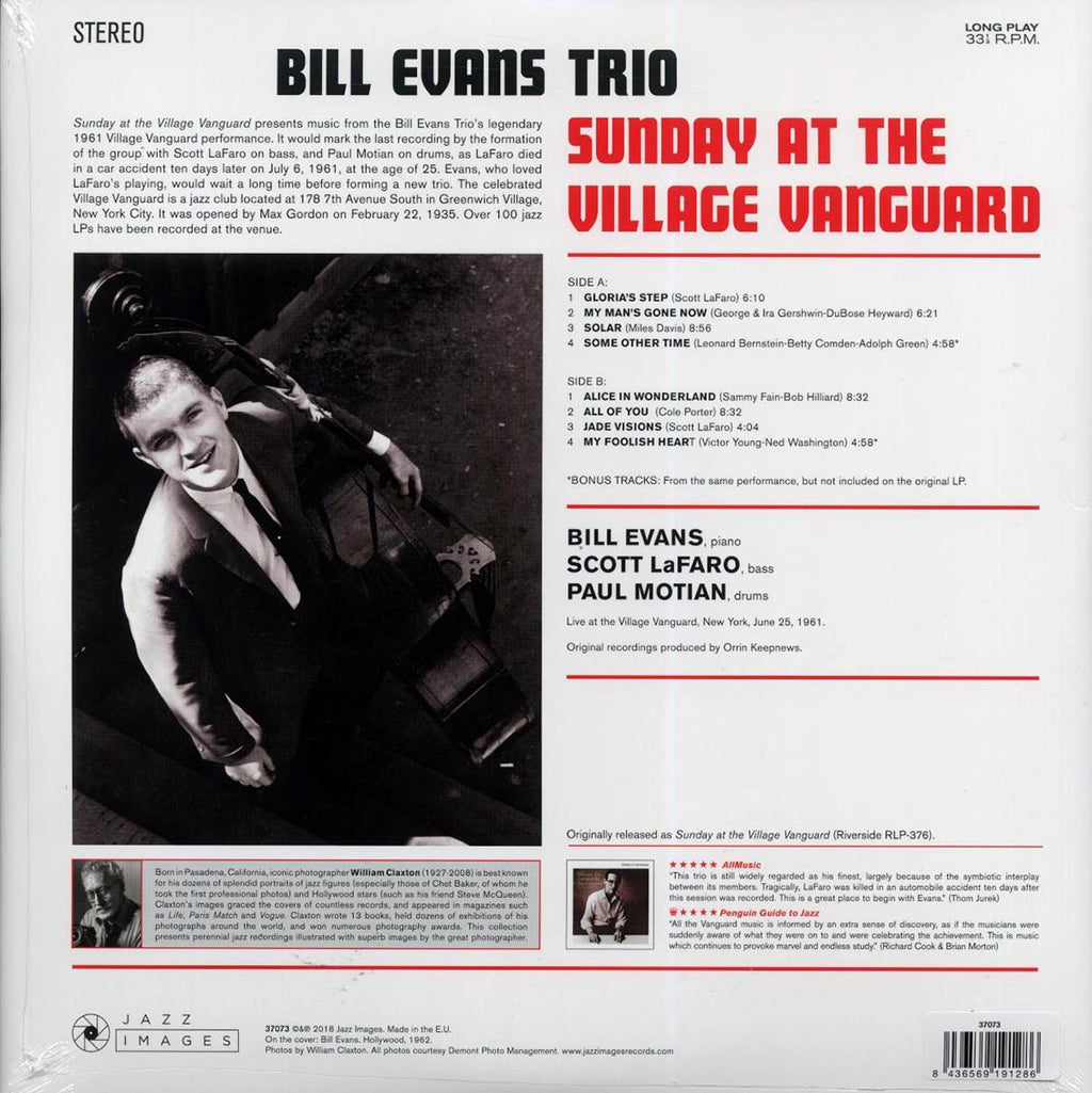 Bill Evans Trio - Sunday At The Village Vanguard (+2 bonus tracks) (ltd. ed.) (180g) vinyl LP back cover