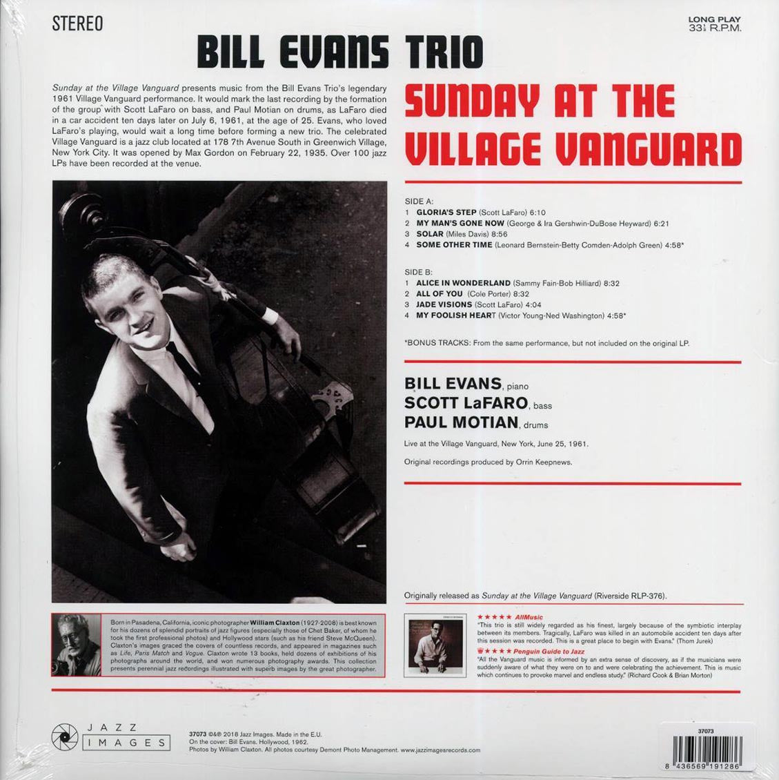 Bill Evans Trio - Sunday At The Village Vanguard (+2 bonus tracks) (ltd. ed.) (180g) vinyl LP back cover
