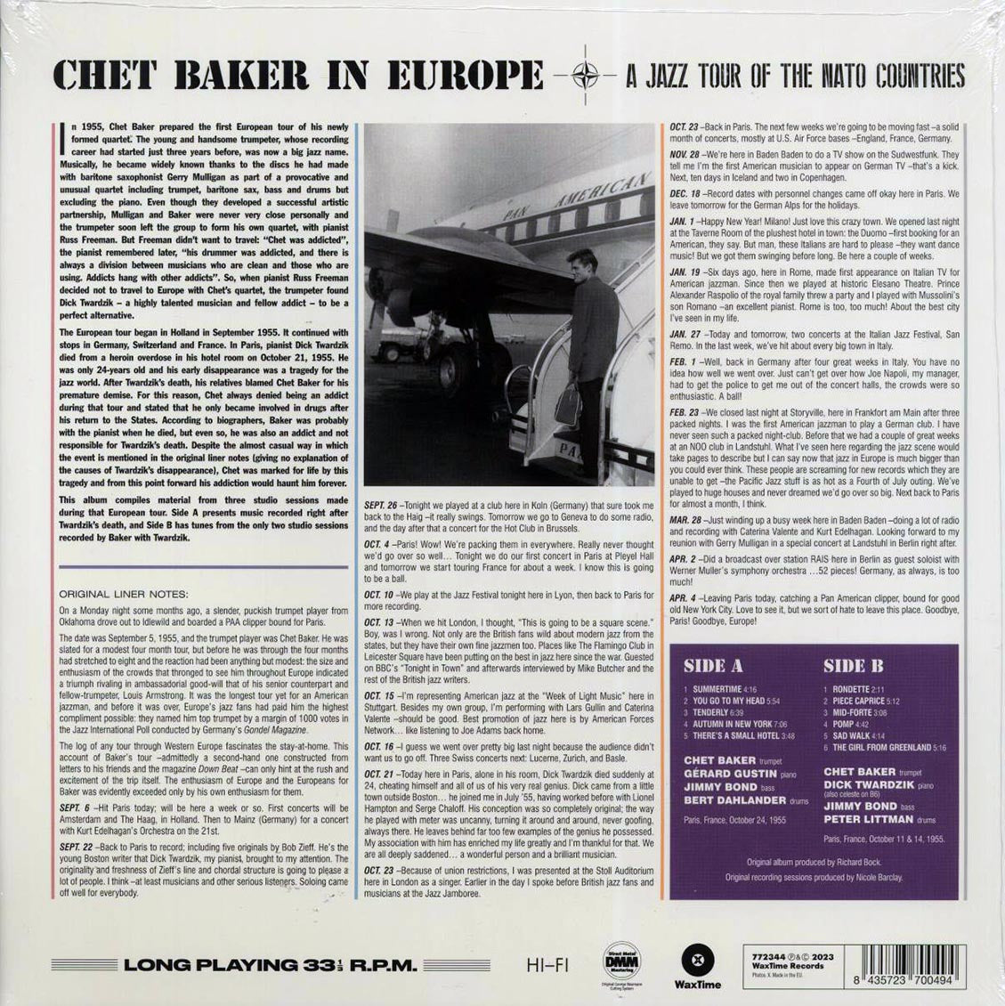 Chet Baker - In Europe: A Jazz Tour Of The Nato Countries (ltd. ed.) (180g) vinyl LP back cover