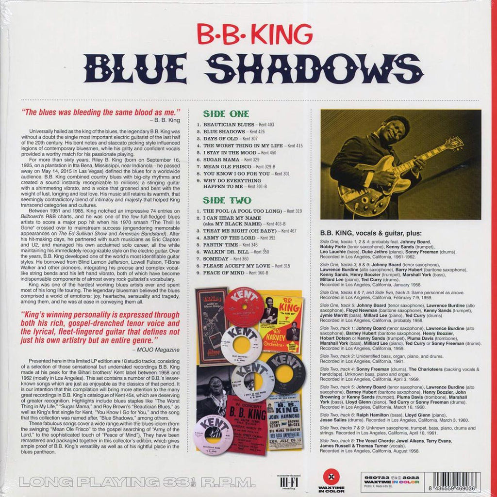 BB King - Blue Shadows: Underrated Kent Recordings 1958-1962 (ltd. ed.) (180g) (red vinyl) vinyl LP back cover