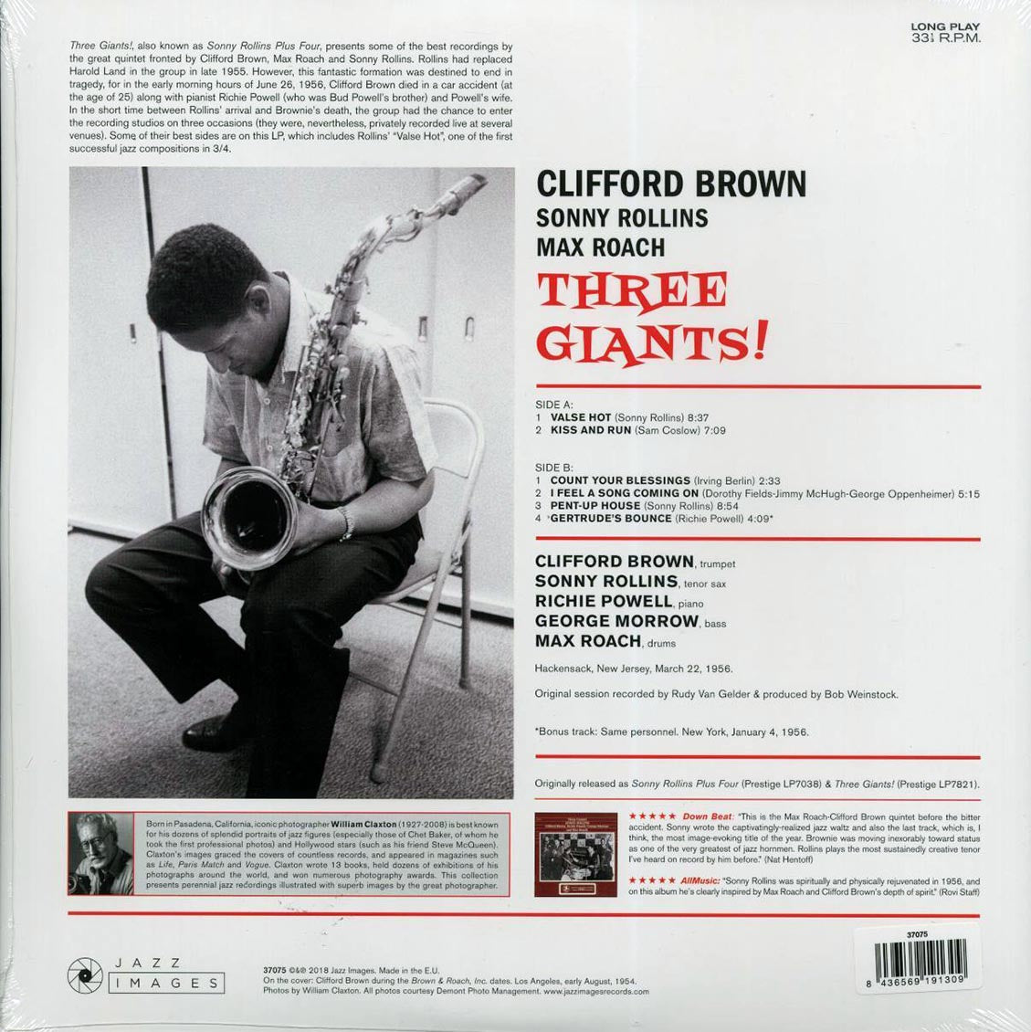 Clifford Brown, Sonny Rollins, Max Roach - Three Giants! (+bonus track) (ltd. ed.) (180g) vinyl LP back cover