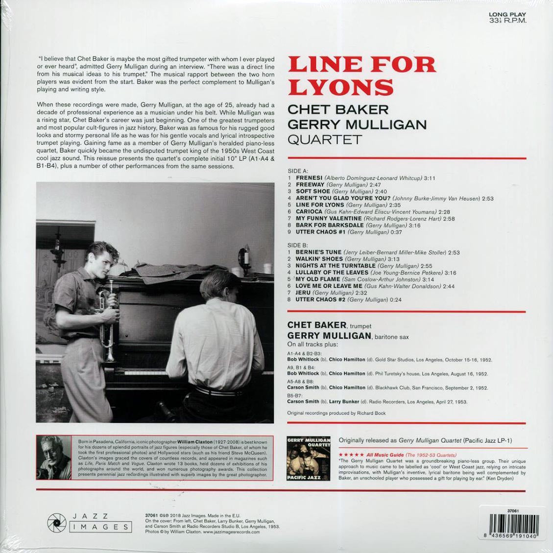 Chet Baker-Gerry Mulligan Quartet - Line For Lyons (ltd. ed.) (180g) vinyl LP back cover