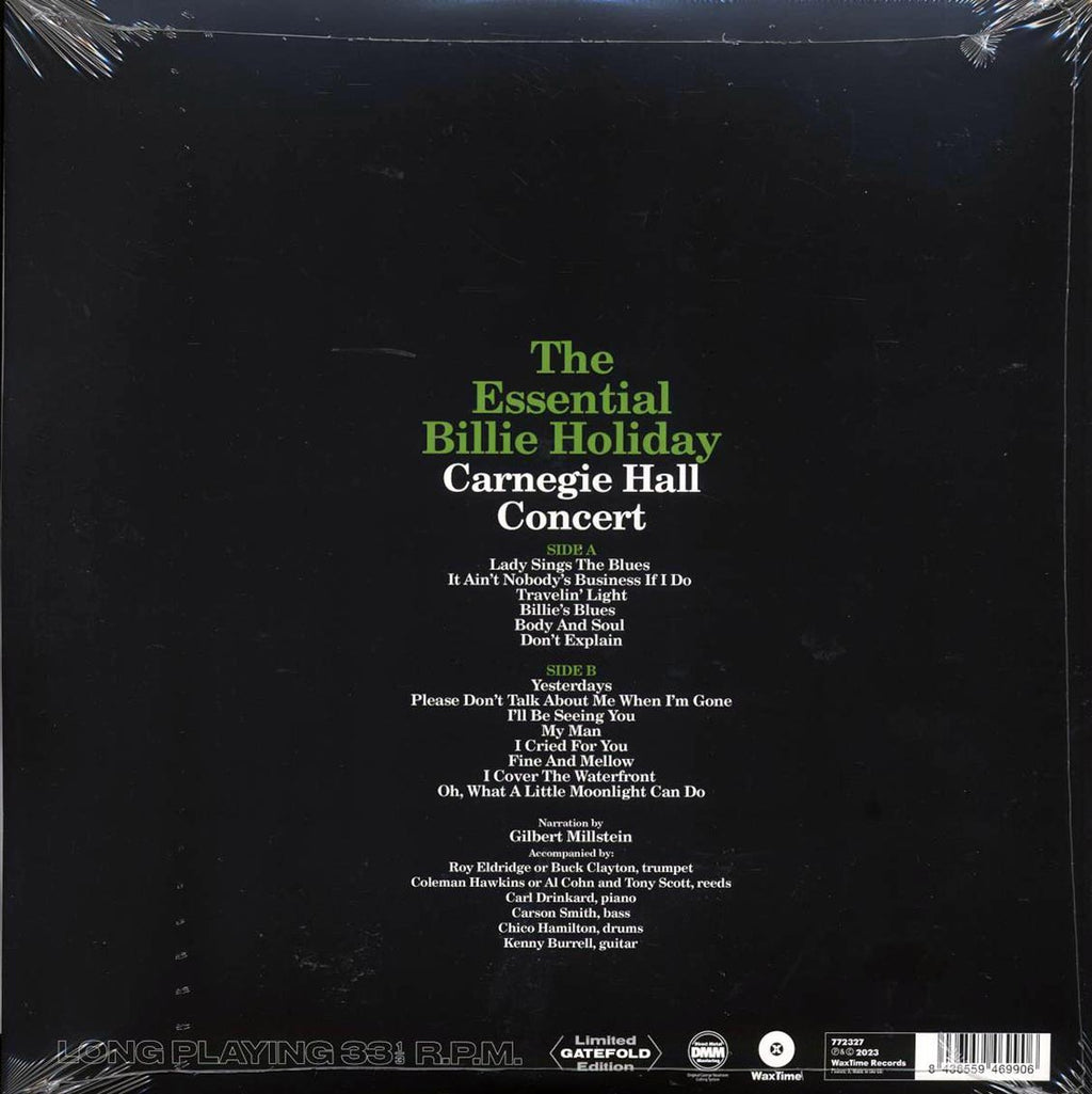 Billie Holiday - The Essential Billie Holiday: Carnegie Hall Concert Recorded Live (ltd. ed.) (180g) vinyl LP back cover