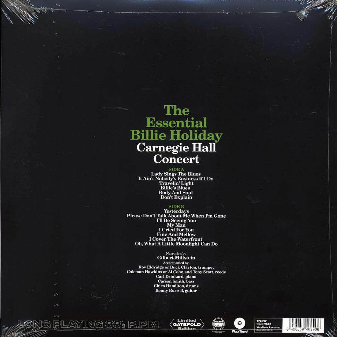 Billie Holiday - The Essential Billie Holiday: Carnegie Hall Concert Recorded Live (ltd. ed.) (180g) vinyl LP back cover
