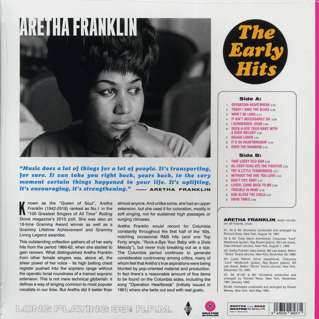 Aretha Franklin - The Early Hits (ltd. ed.) (180g) (pink vinyl) vinyl LP back cover