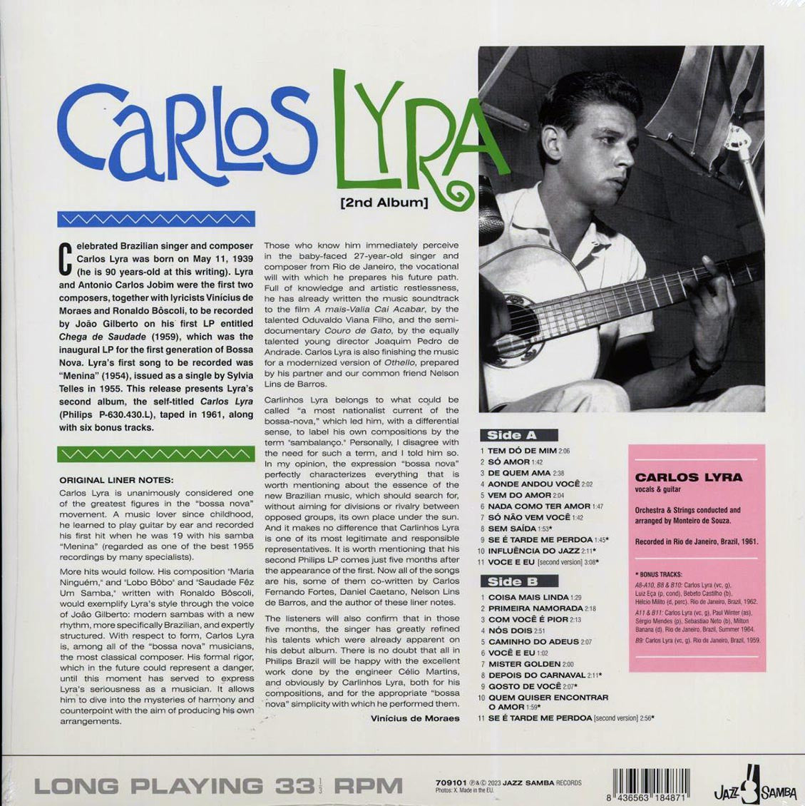 Carlos Lyra - Carlos Lyra (+8 bonus tracks) (ltd. ed.) (180g) vinyl LP back cover