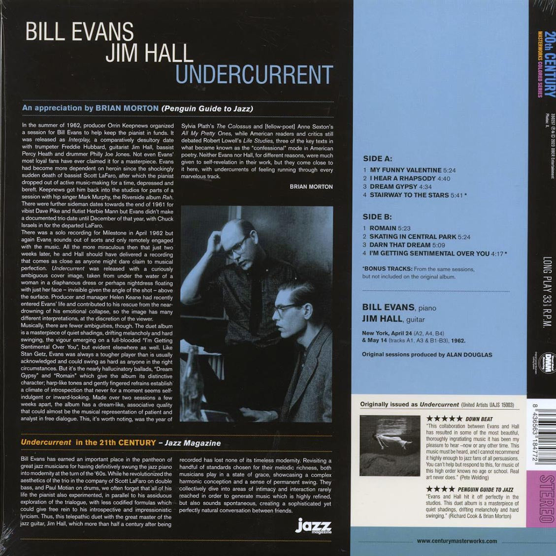 Bill Evans, Jim Hall - Undercurrent (+2 bonus tracks) (ltd. ed.) (180g) (blue vinyl) vinyl LP back cover