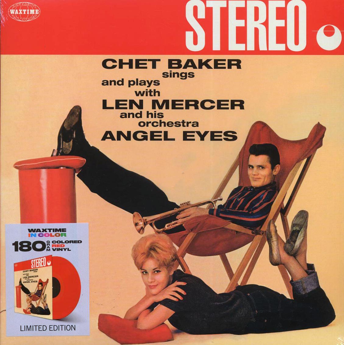 Chet Baker, Len Mercer & His Orchestra - Sings And Plays With Len Mercer And His Orchestra: Angel Eyes (+bonus track) (ltd. ed.) (180g) (red vinyl) vinyl LP front cover