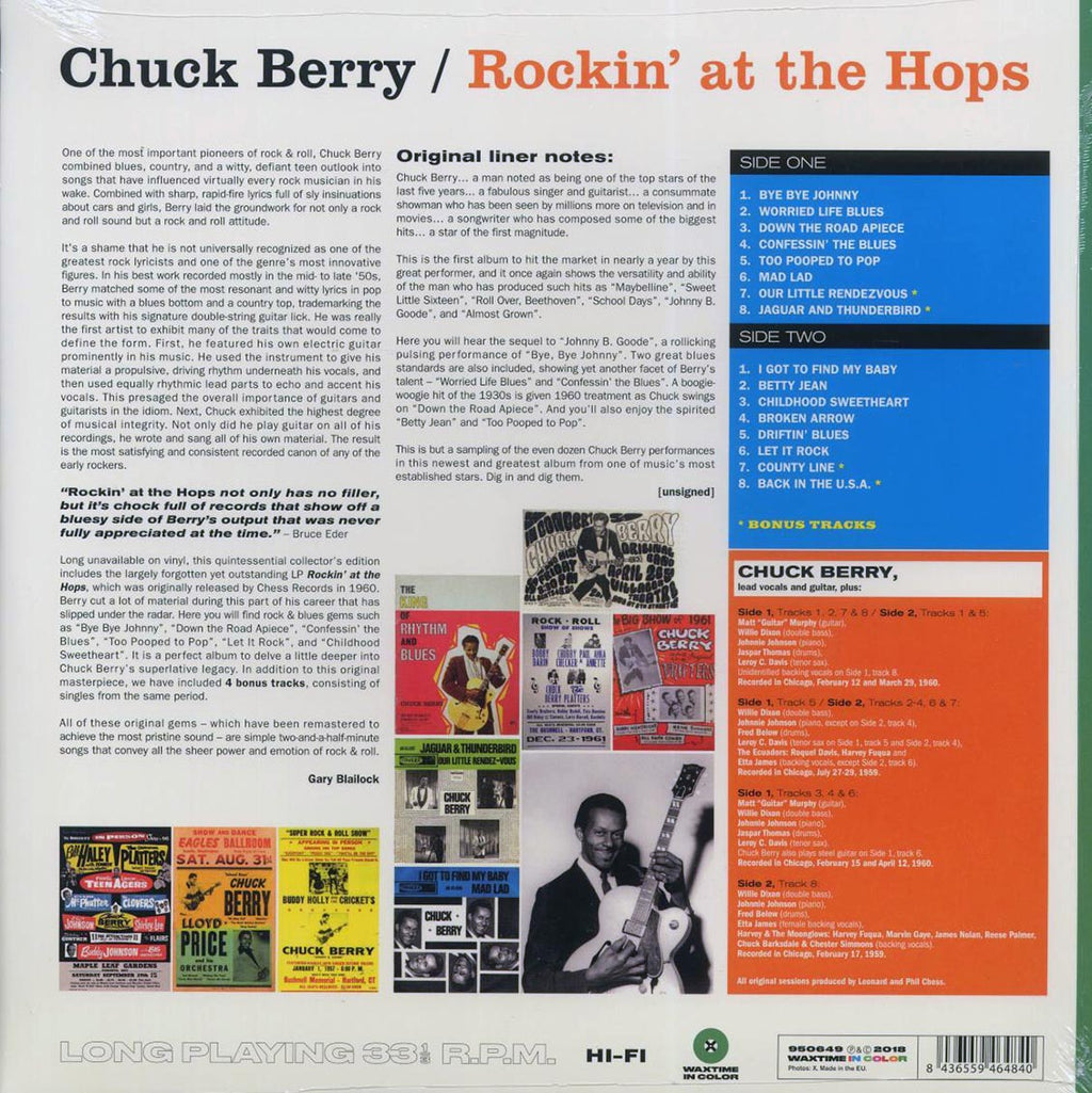 Chuck Berry - Rockin' At The Hops (+4 bonus tracks) (ltd. ed.) (180g) (green vinyl) vinyl LP back cover