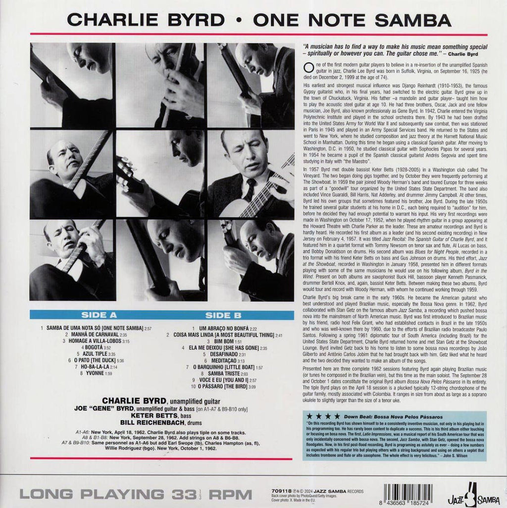Charlie Byrd - One Note Samba (+bonus tracks) (ltd. ed.) (180g) vinyl LP back cover