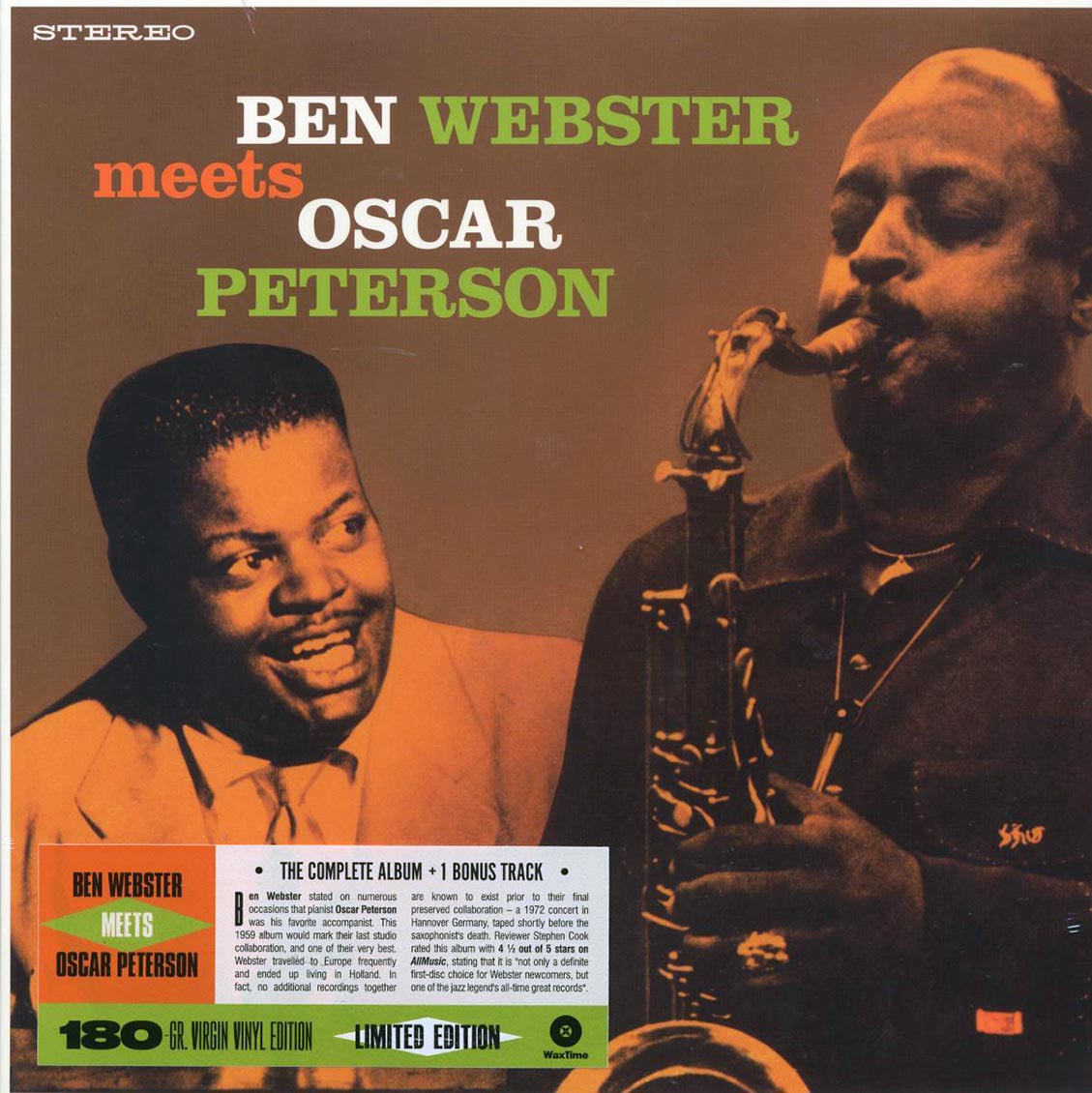 Ben Webster, Oscar Peterson - Ben Webster Meets Oscar Peterson (+bonus track) (ltd. ed.) (180g) vinyl LP front cover