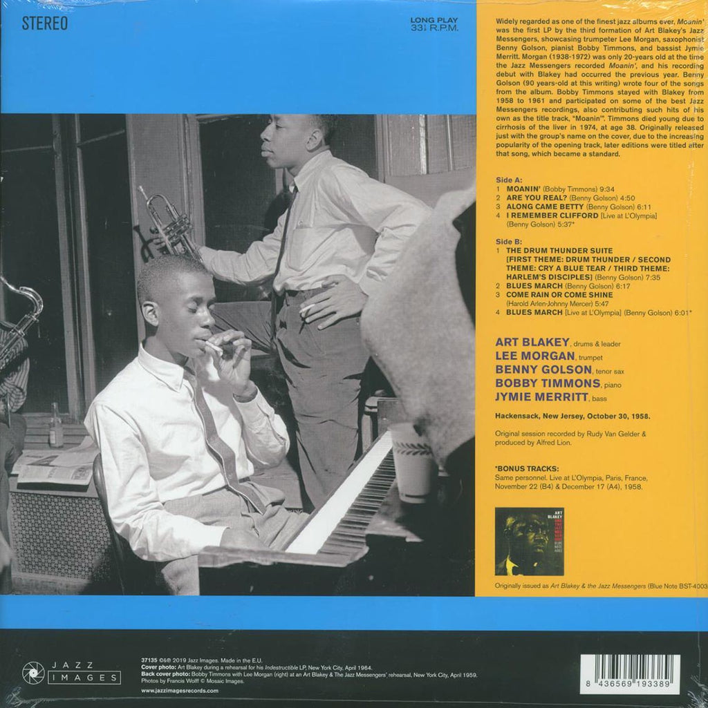 Art Blakey & The Jazz Messengers - Moanin’ (+2 bonus tracks) (ltd. ed.) (180g) vinyl LP back cover