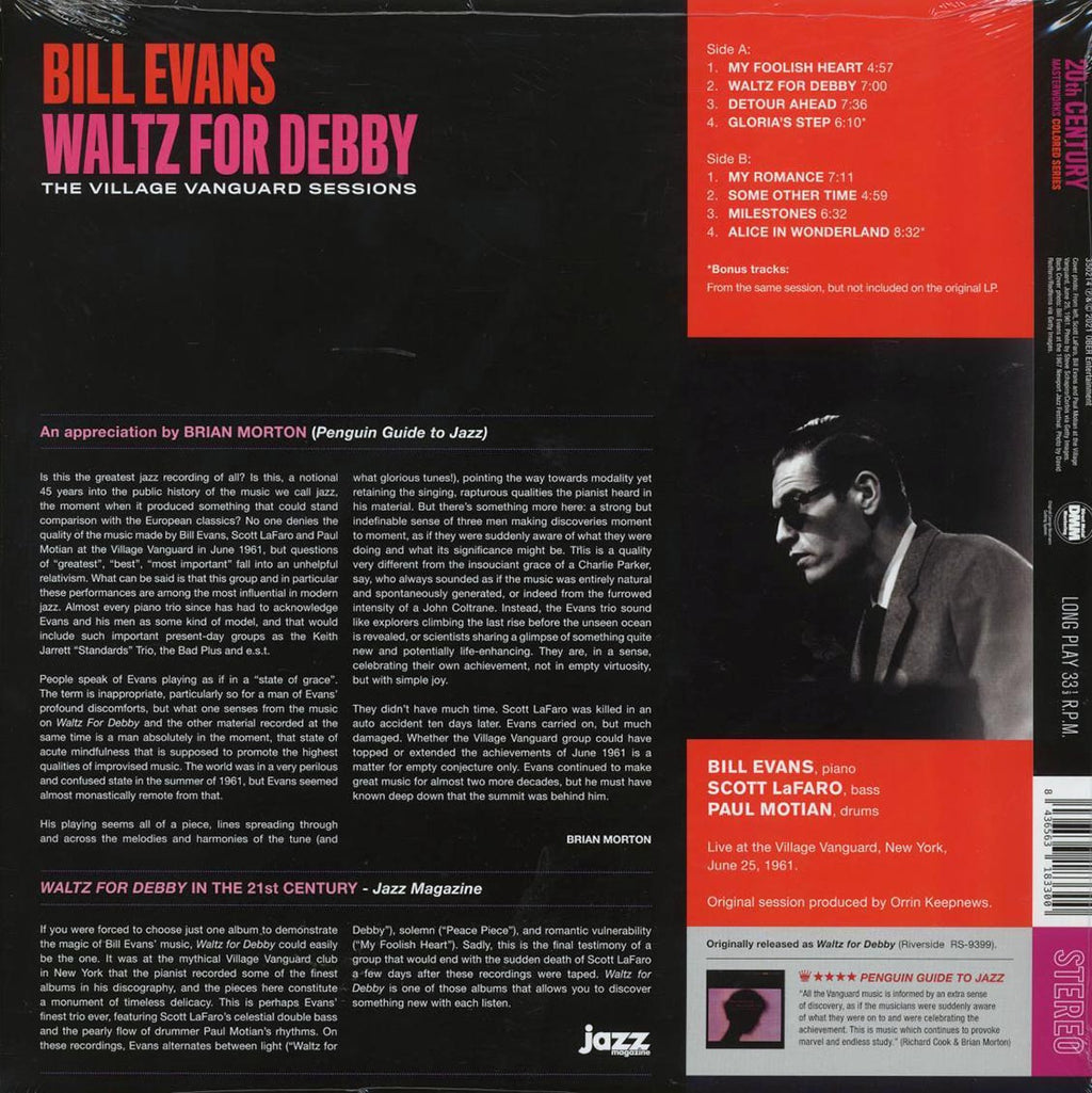 Bill Evans - Waltz For Debby: The Village Vanguard Sessions (+2 bonus tracks) (ltd. ed.) (180g) (red vinyl) vinyl LP back cover