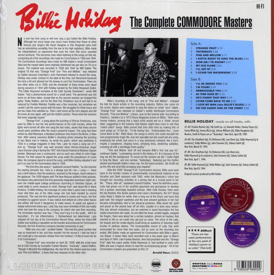 Billie Holiday - The Complete Commodore Masters (ltd. ed.) (180g) (brown vinyl) vinyl LP back cover