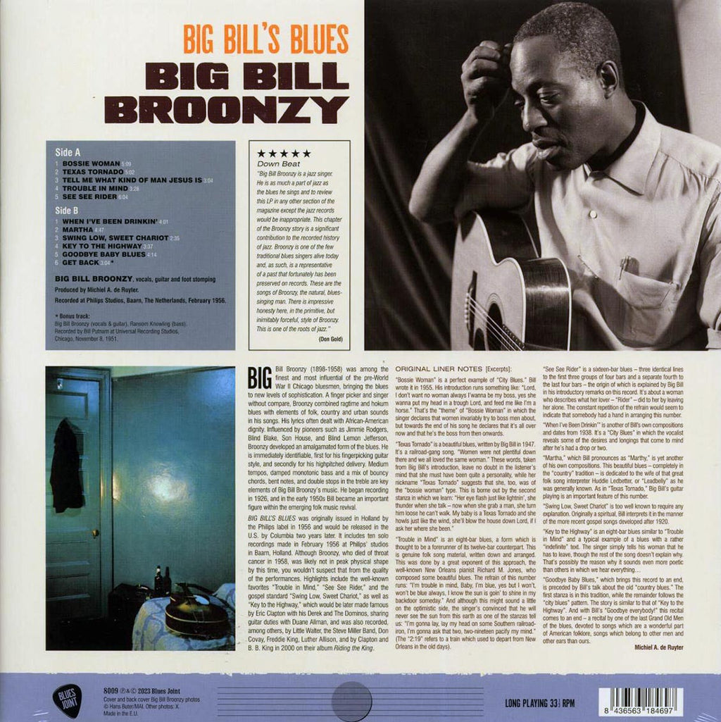 Big Bill Broonzy - Big Bill's Blues (+bonus track) (ltd. ed.) (180g) vinyl LP back cover