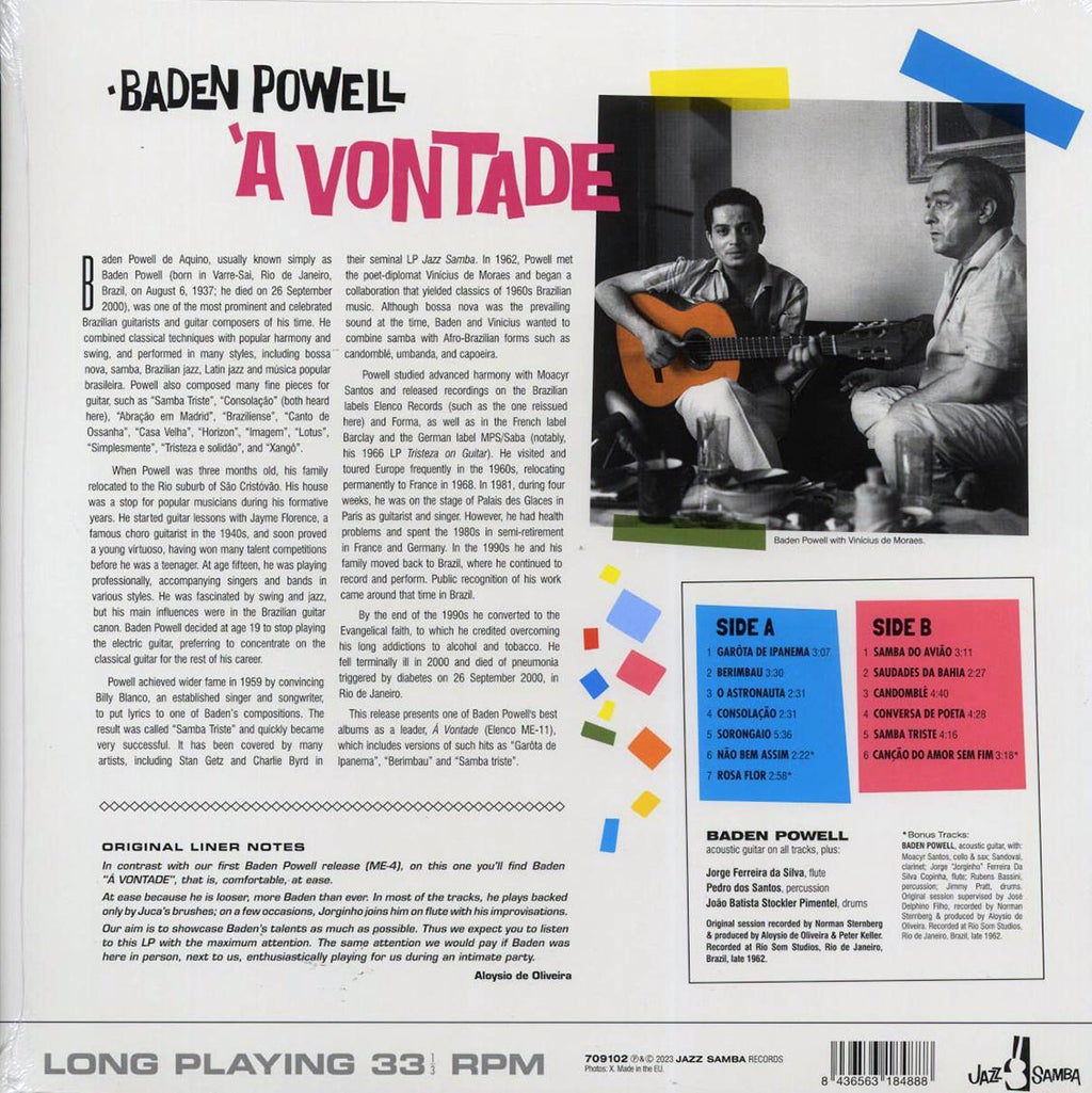 Baden Powell - À Vontade (+3 bonus tracks) (ltd. ed.) (180g) vinyl LP back cover