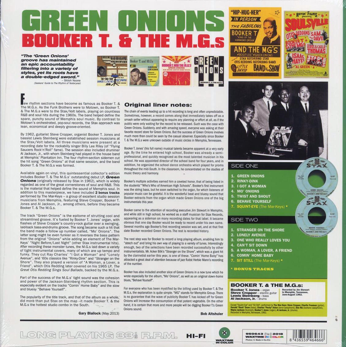Booker T & The MG's - Green Onions (+2 bonus tracks) (ltd. ed.) (180g) (green vinyl) vinyl LP back cover