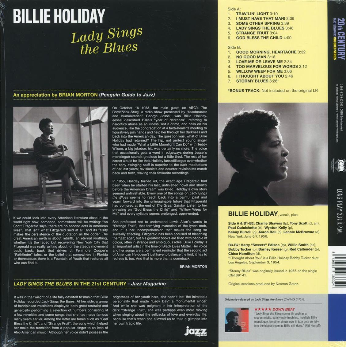 Billie Holiday - Lady Sings The Blues (+bonus track) (ltd. ed.) (180g) (blue vinyl) vinyl LP back cover