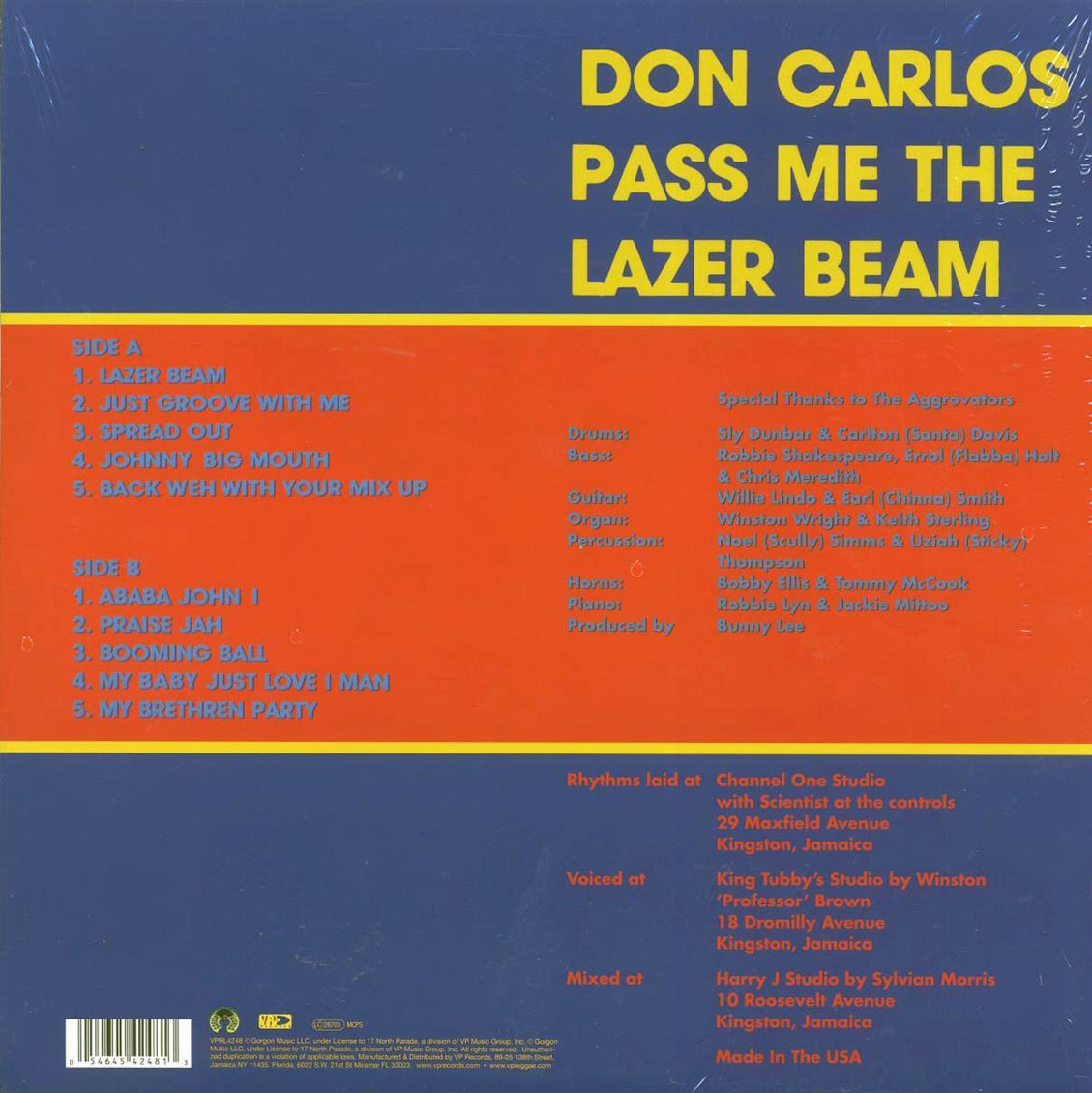 Don Carlos - Pass Me The Lazer Beam vinyl LP back cover