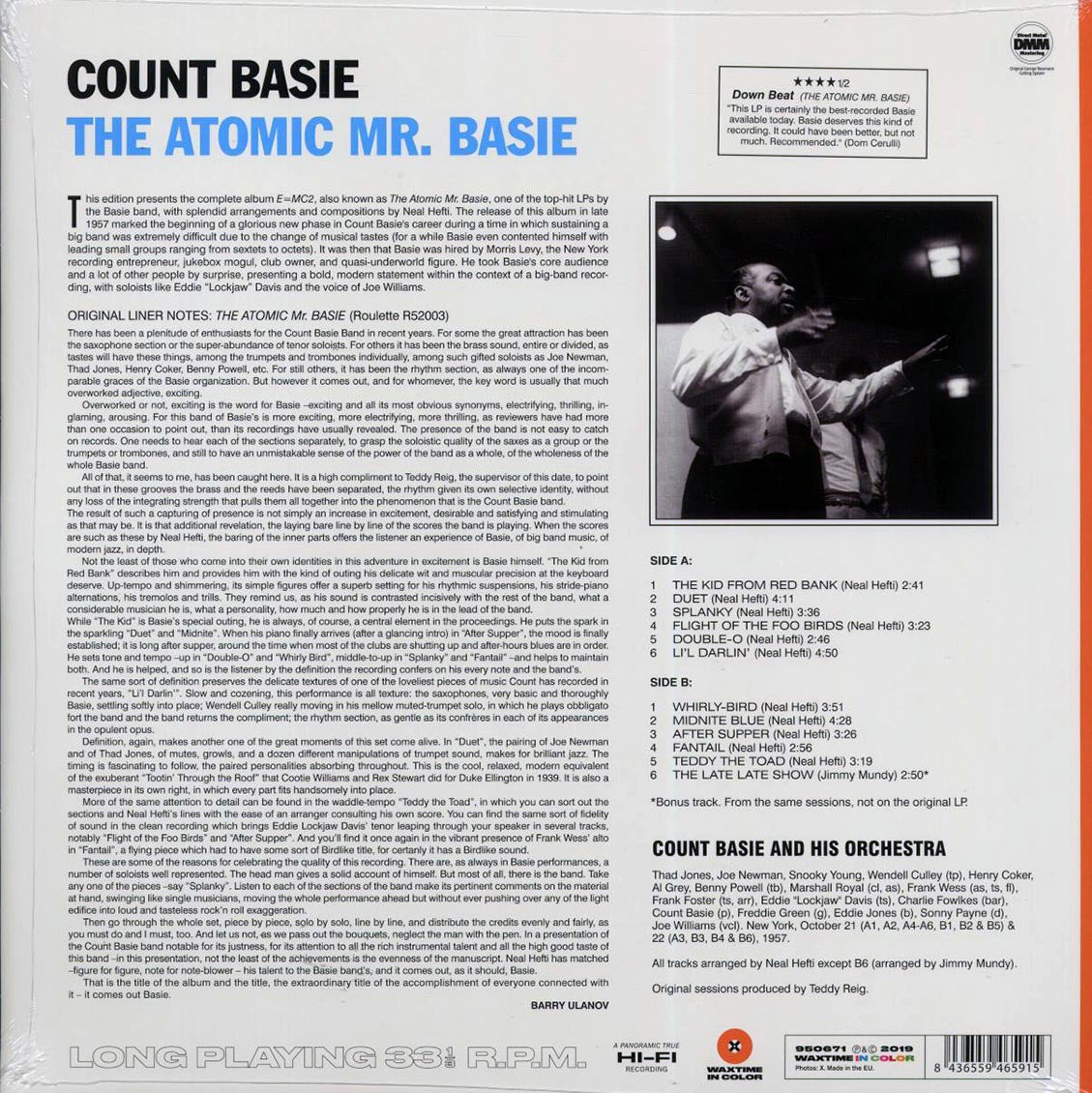 Count Basie - The Atomic Mr. Basie (+bonus track) (ltd. ed.) (180g) (orange vinyl) vinyl LP back cover